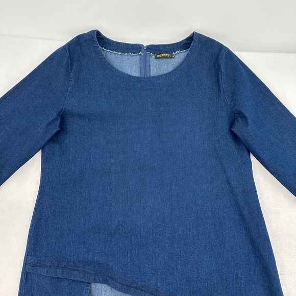 Reborn Denim Dress Women XL Blue Asymmetrical 3/4 Sleeve Casual Angel Core Comfy - Picture 3 of 8